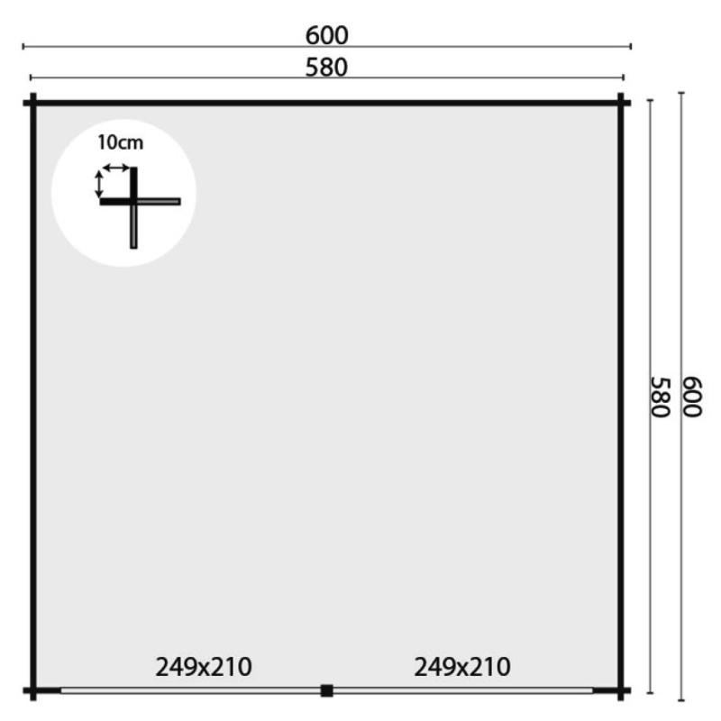 Tuinhuis-Blokhut garage NYSSE: 600 x 600cm