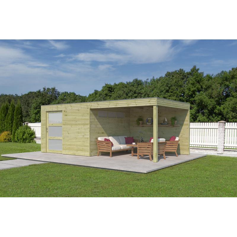 Nieuw Modern tuinhuis  Qube 7252 met schuifdeur.