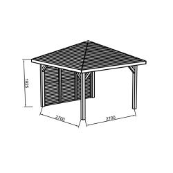 Tuinhuis-paviljoen-kiosk S7773: 3470 x 3470mm