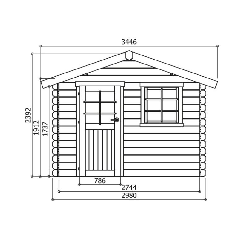 Tuinhuis-Blokhut Sologne : 2980 x 2980-390mm