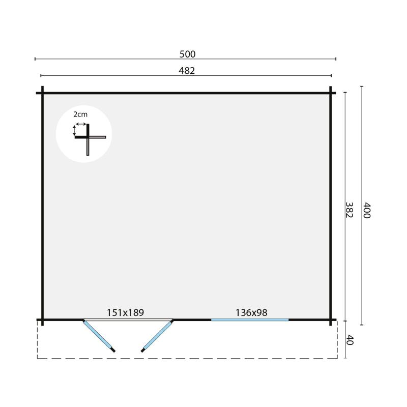 Blokhut - Tuinhuis Toledo | 34 mm | vuren onbehandeld