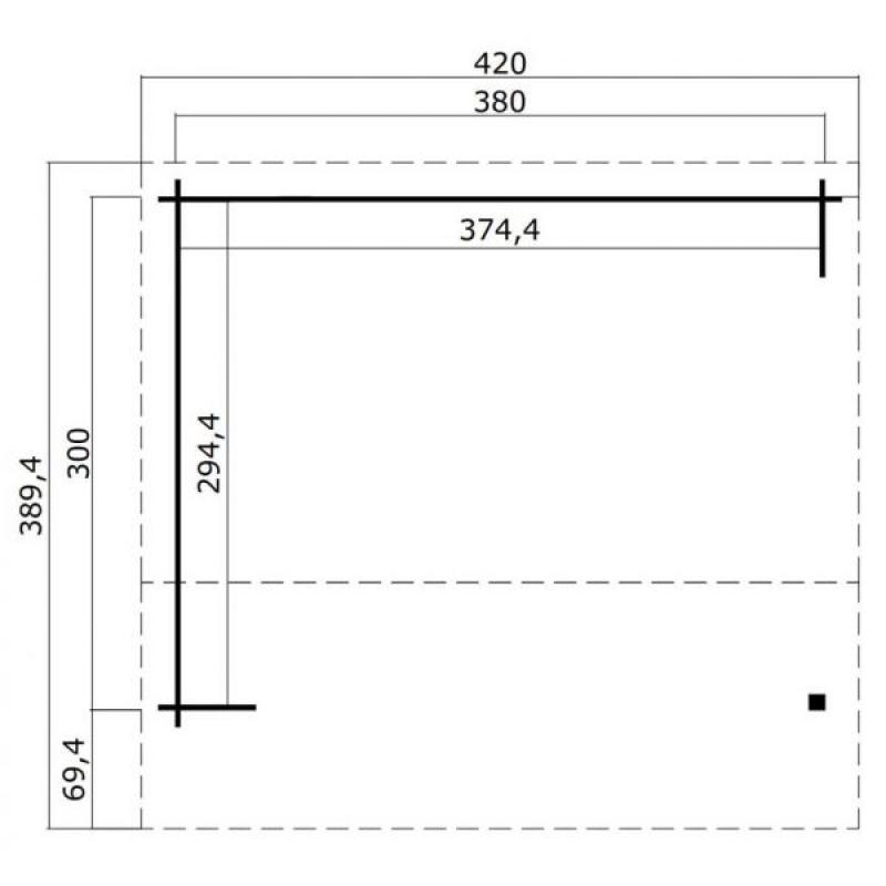 Tuinhuis-Blokhut Kirian: 380 x 300 cm