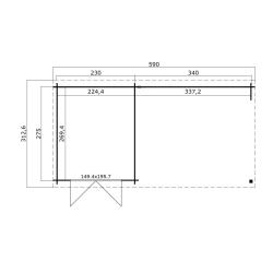 Tuinhuis-Blokhut Karyna: 590 x 295 cm