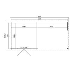 Tuinhuis-Blokhut Manuel: 620 x 295 cm