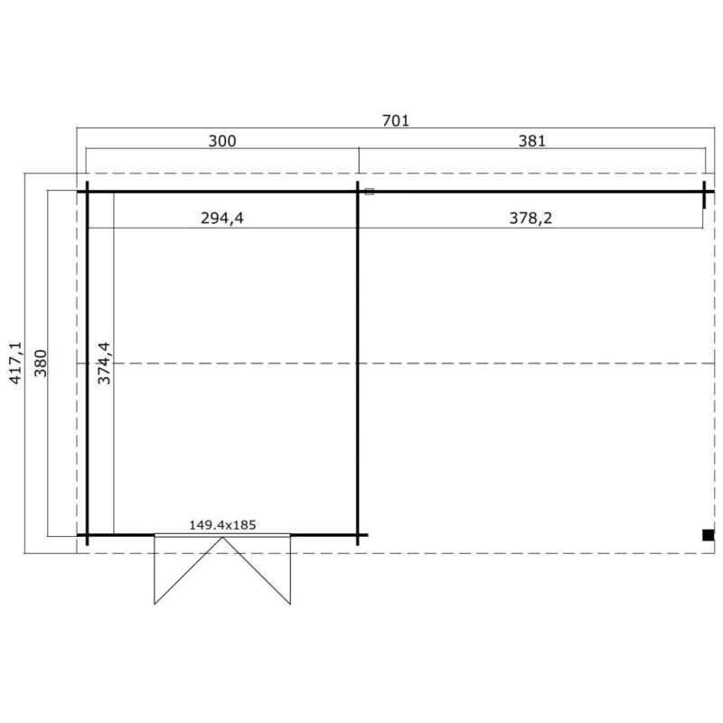 Tuinhuis-Blokhut Octavio: 700 x 400 cm