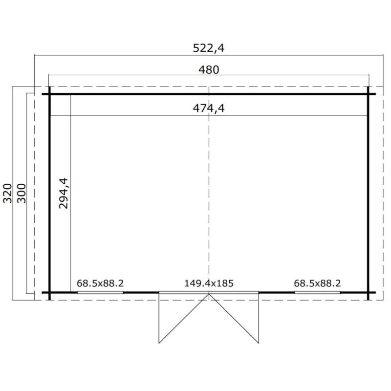 Tuinhuis-Blokhut Udo 300: 480 x 300 cm