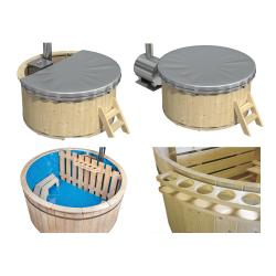 Hottub met externe aluminium kachel: diameter 200 cm