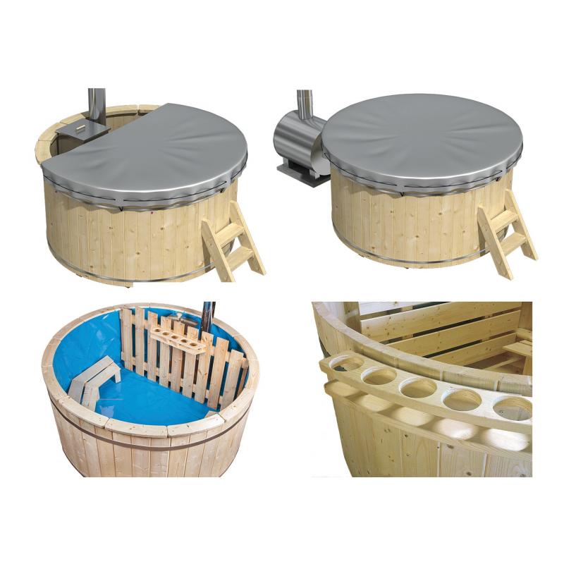 Hottub met externe aluminium kachel: diameter 200 cm