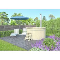 Hottub met externe aluminium kachel: diameter 200 cm