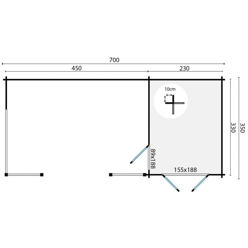 Blokhut - Tuinhuis Kukka | 40 mm | vuren onbehandeld
