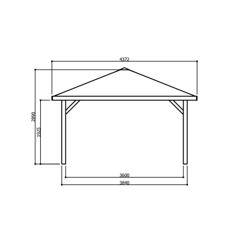 Tuinhuis-Blokhut paviljoen kiosk S7715: 4370 x 4370mm