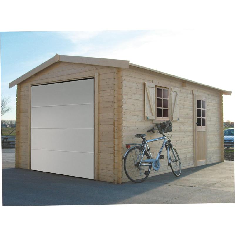 Tuinhuis-Blokhut garage traditioneel sectionale poort (S8946): 3580 x 5380 - 40mm