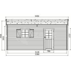 Tuinhuis-Blokhut garage traditioneel sectionale poort (S8946): 3580 x 5380 - 40mm