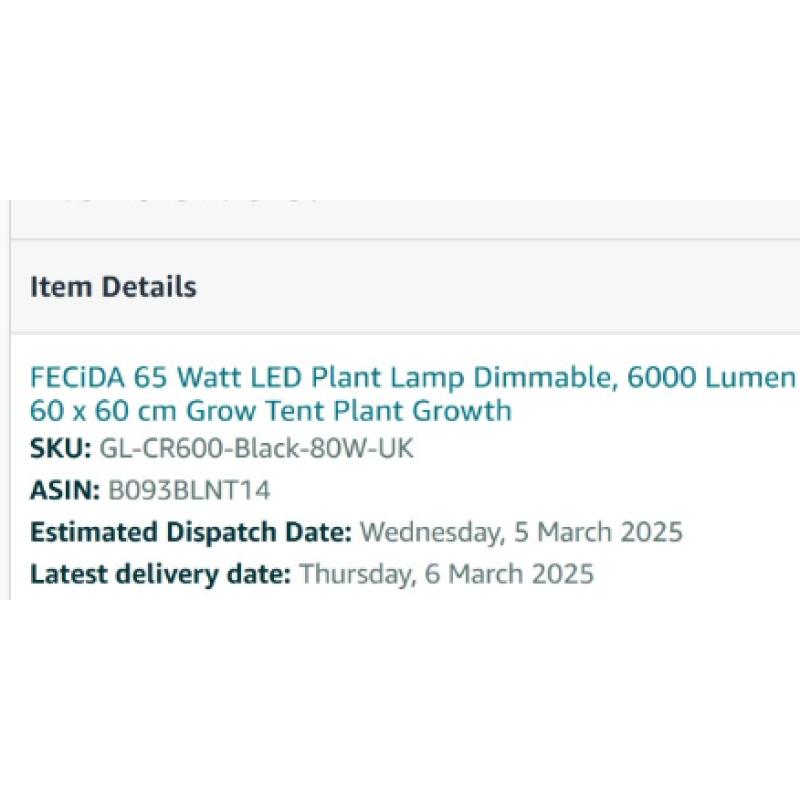 2 stuks FECIDA CR 600 LED-groei/kweeklampen met hangsysteem.