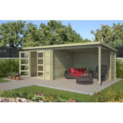 Blokhut met overkapping Manuel 600x275 Onbehandeld vuren