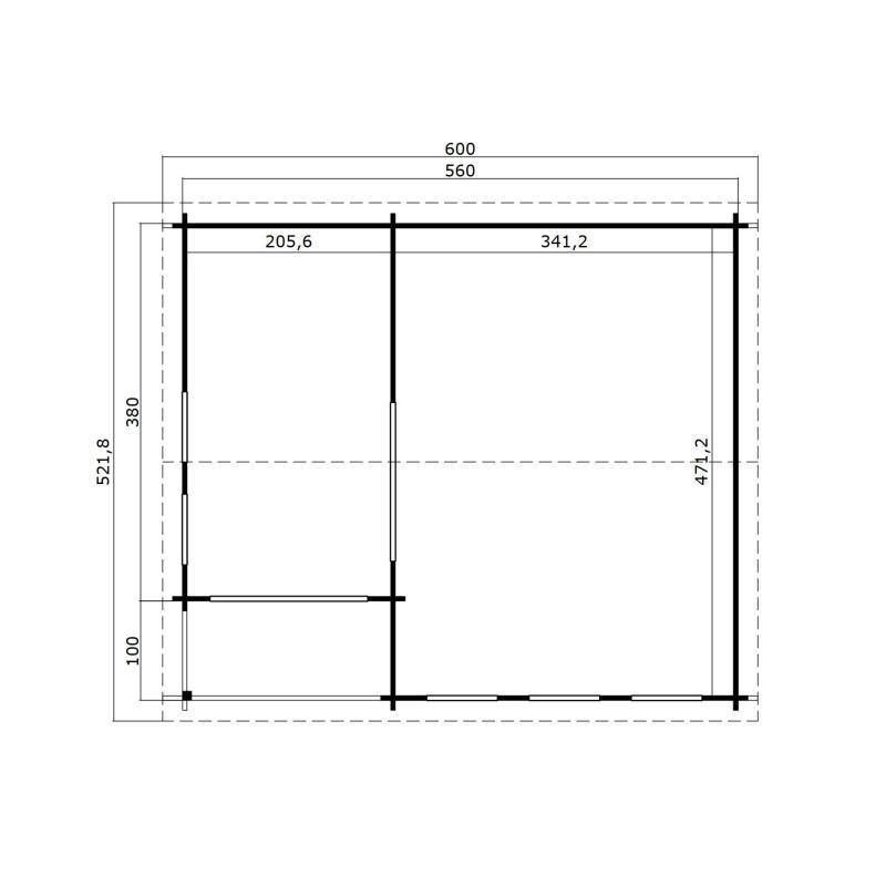 Tuinhuis-Blokhut Sri Lanka 44 DGP: 560x480mm