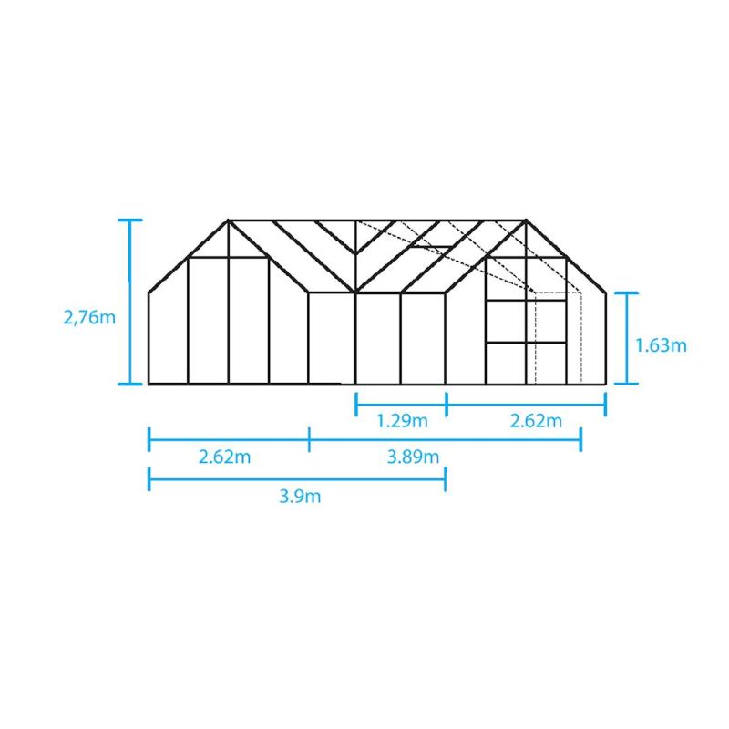 Tuinkas Garden Room 12,9 Zwart: 389 x 391 x 276cm  (b x d x h)