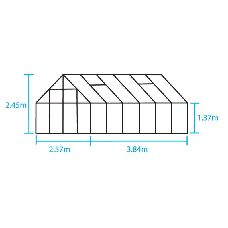 Tuinkas Magnum 128: 257x384x258cm  (b x d x h)