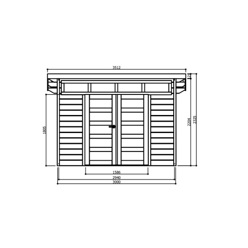 Tuinhuis-Blokhut Verona: 3000 x 2400mm