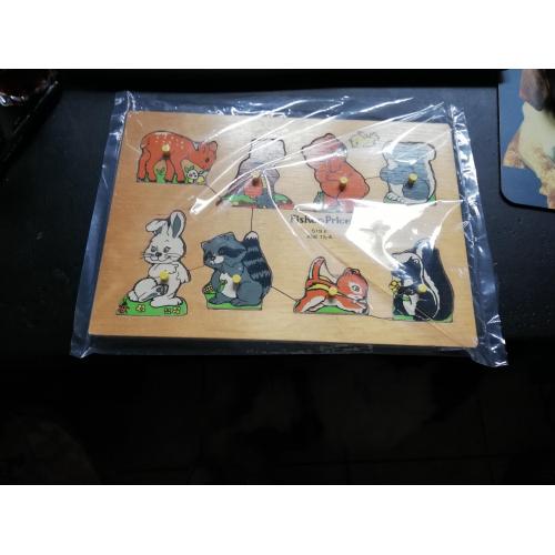 vintage woodland animals puzzel in hout 519-e  periode 1977-1984 fischer price